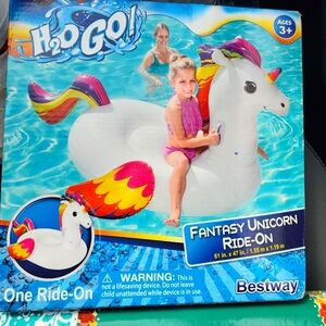 Fantasy Unicorn Ride-On - White and Rainbow